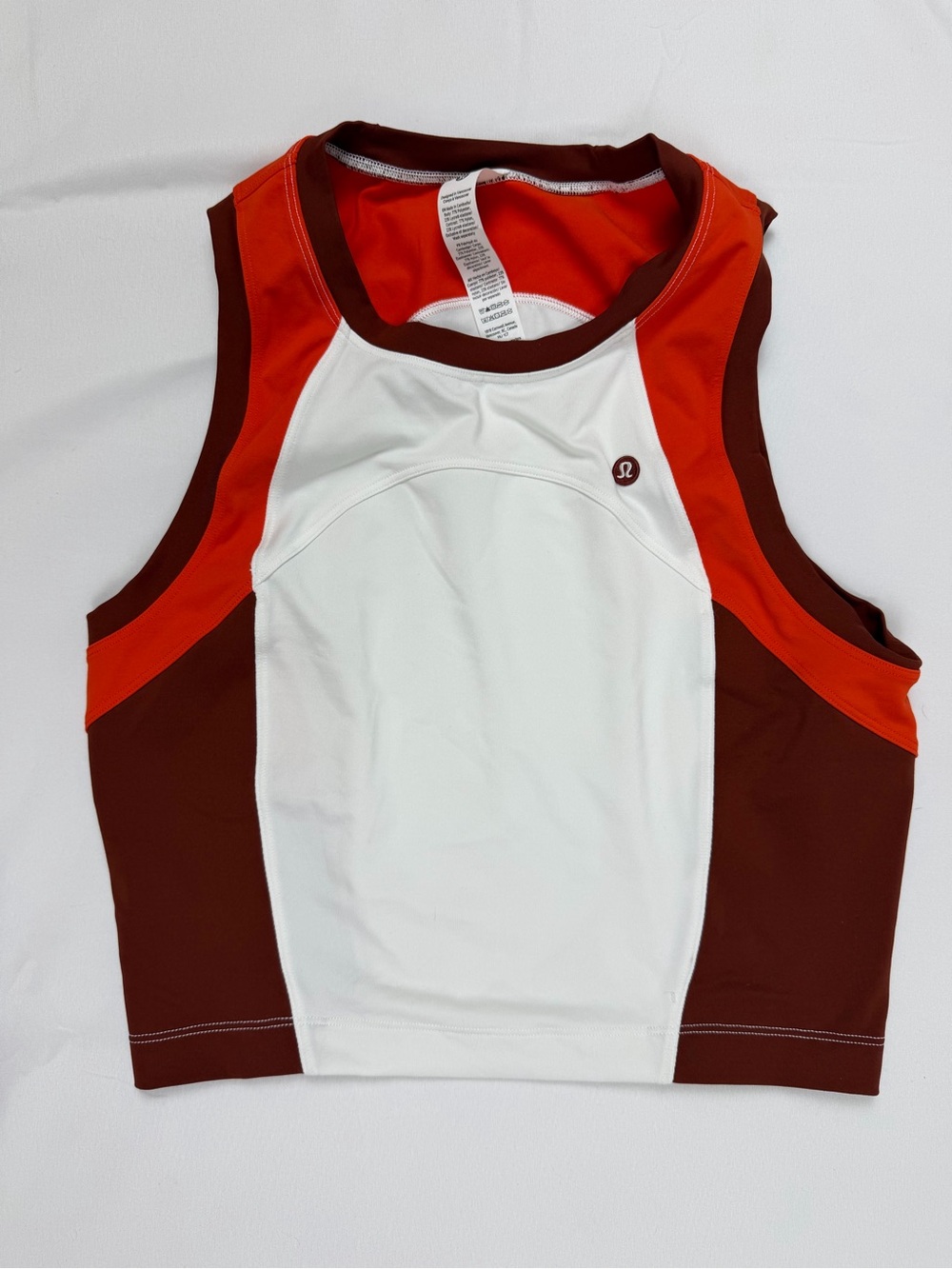 Lululemon Court Champ Tank M Colorblock White Orange Brown Tennis Luxtreme